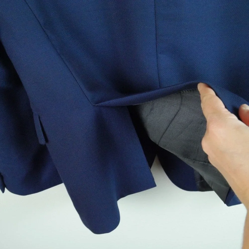 Hugo Boss Mens Blue Wool Stretch Hutson Blazer Jacket Lanificio Tesse Biella 42S